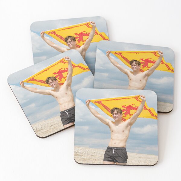 Item preview, A shirtless young man holding the Scottish Lion Rampant flag designed and sold by Ben Gingell.