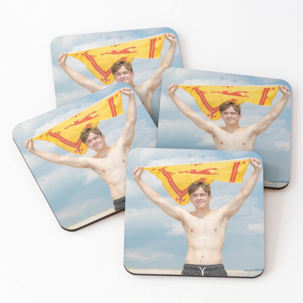 Item preview, A shirtless young man holding the Scottish Lion Rampant flag designed and sold by Ben Gingell.