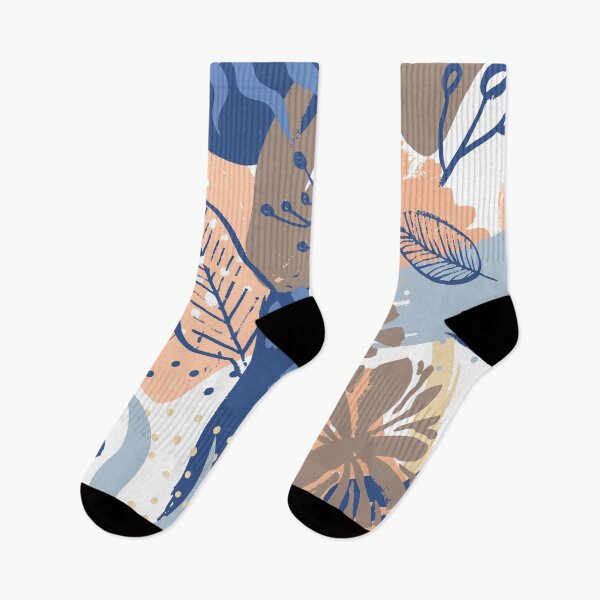 Item preview, Floral Garden, Botanical Abstract, Blue and Peach designed and sold by meggydesigns.