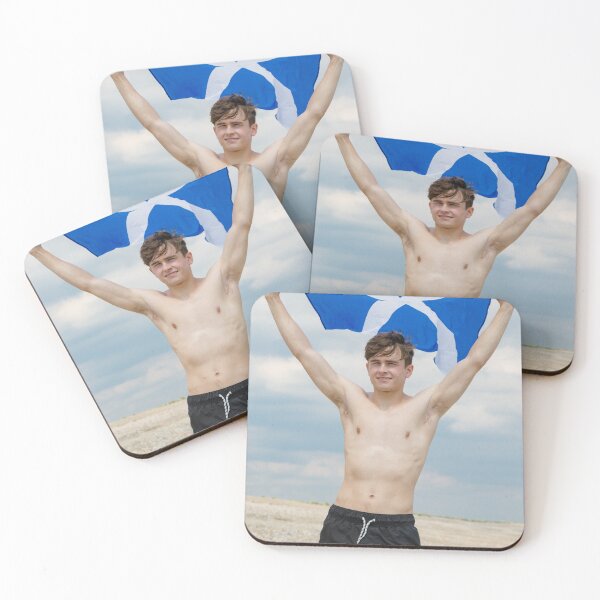 Item preview, A shirtless young man holding the Scottish flag designed and sold by Ben Gingell.