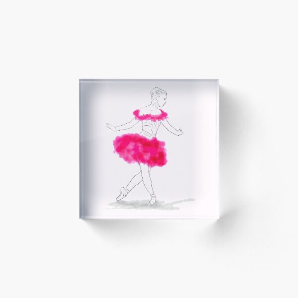 Pink Ballerina illustration Acrylic Block