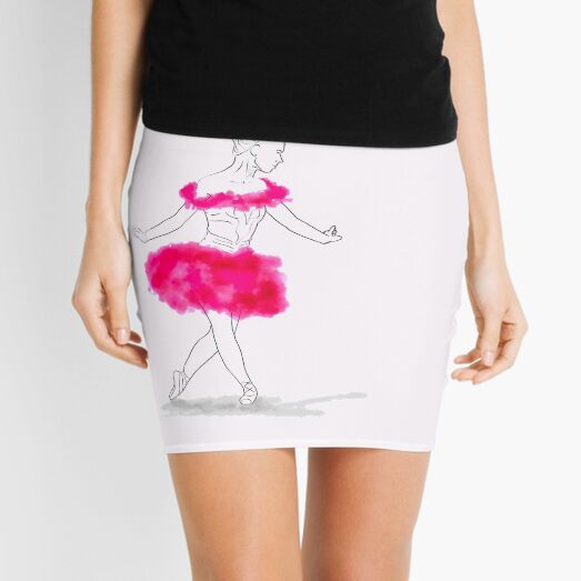 Pink Ballerina illustration Mini Skirt