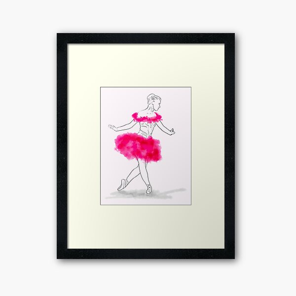 Pink Ballerina illustration Framed Art Print