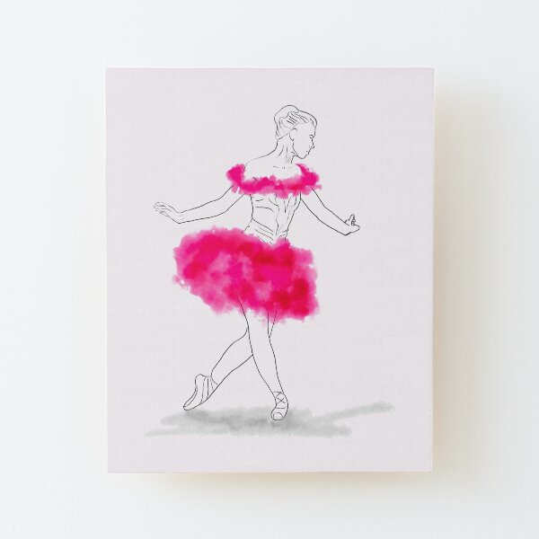 Pink Ballerina illustration Wood Mounted Print