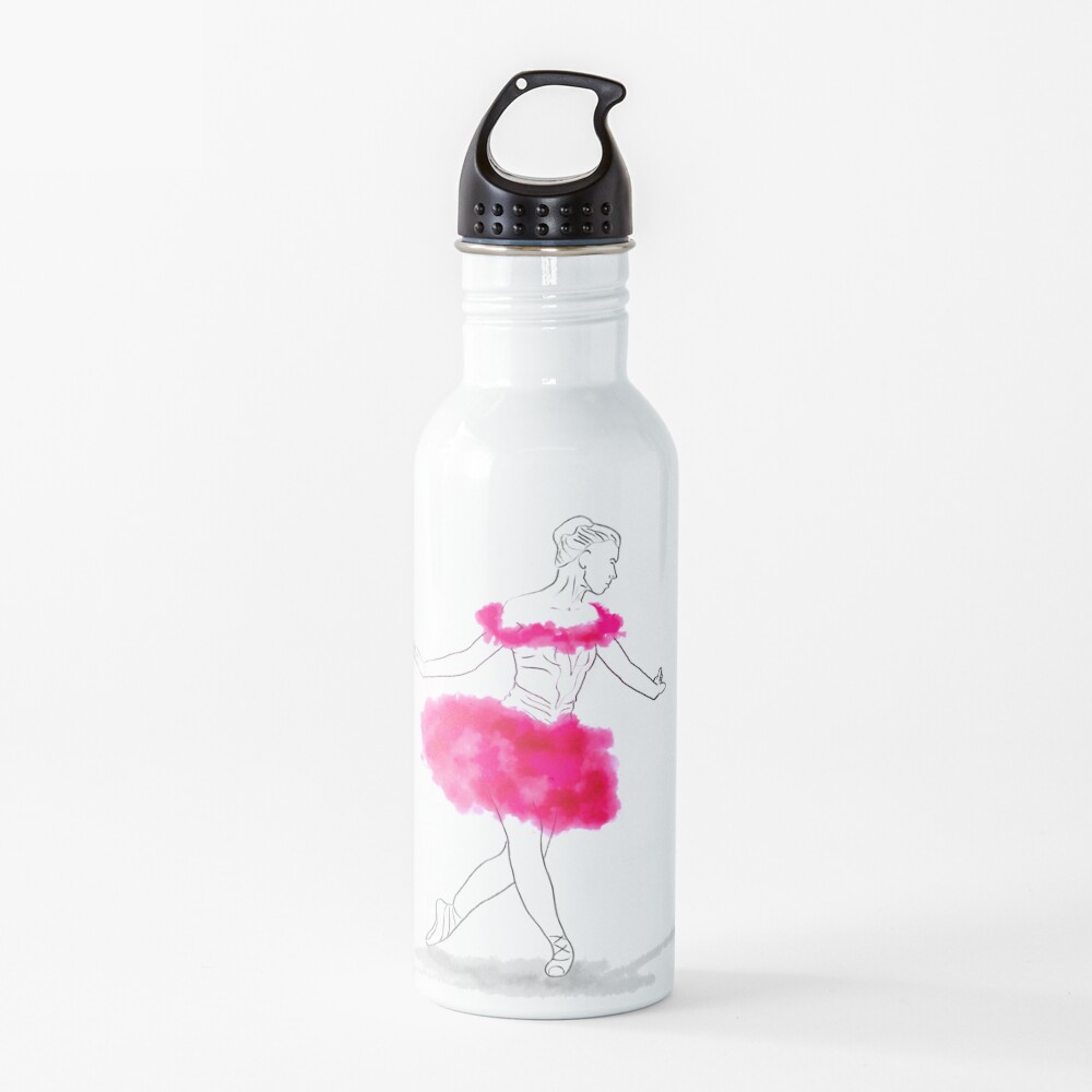 Pink Ballerina illustration Water Bottle