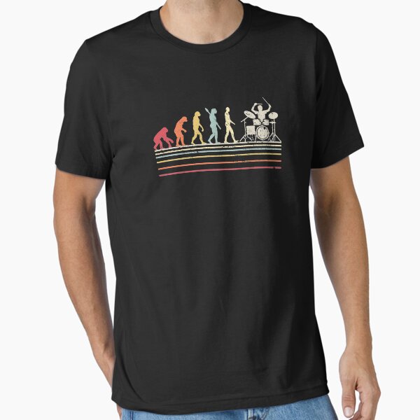 Vista previa del artículo con la obra «Gracioso baterista gráfico. Retro Vintage evolución del hombre imprimir», diseñado y vendido por PackAPunch.