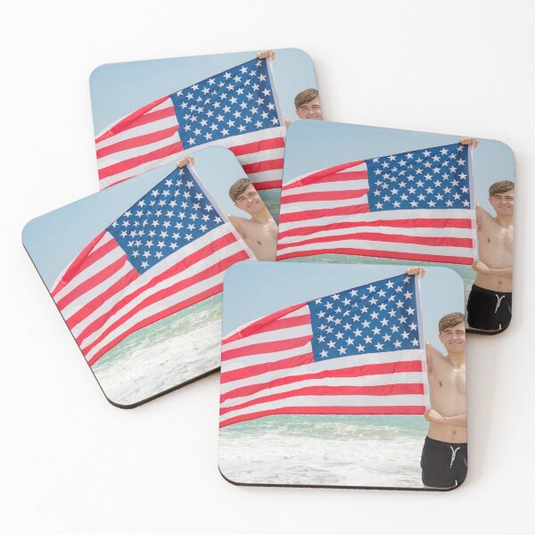 Item preview, A shirtless young man holding the American flag designed and sold by Ben Gingell.