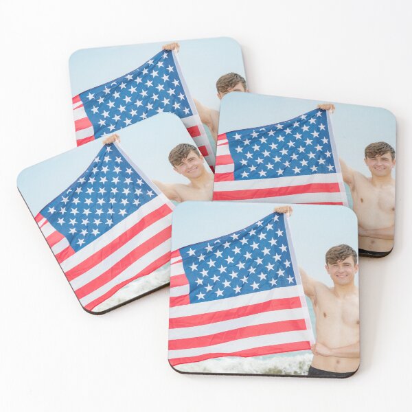 Item preview, A shirtless young man holding the American flag designed and sold by Ben Gingell.