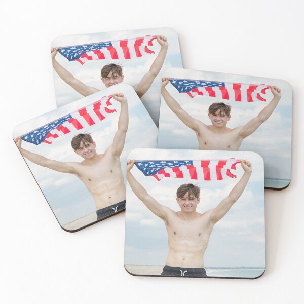 Item preview, A shirtless young man holding the American flag designed and sold by Ben Gingell.
