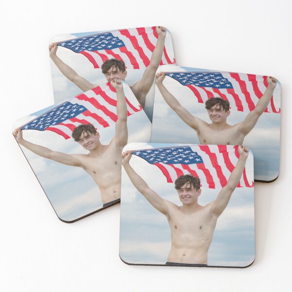 Item preview, A shirtless young man holding the American flag designed and sold by Ben Gingell.