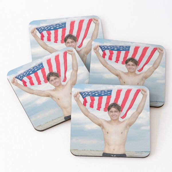 Item preview, A shirtless young man holding the American flag designed and sold by Ben Gingell.