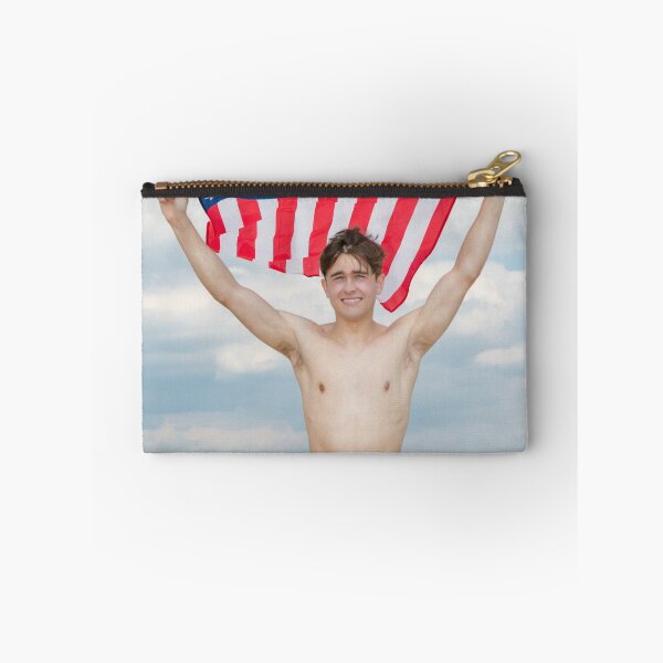 Item preview, A shirtless young man holding the American flag designed and sold by Ben Gingell.