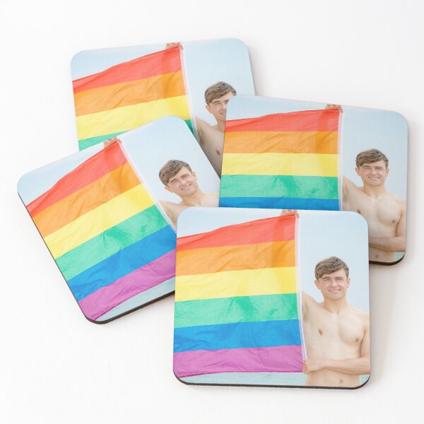 Item preview, A shirtless young man holding the Pride flag designed and sold by Ben Gingell.