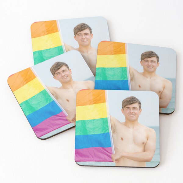 Item preview, A shirtless young man holding the Pride flag designed and sold by Ben Gingell.