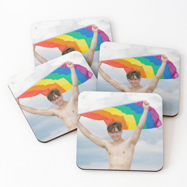 Item preview, A shirtless young man holding the Pride flag designed and sold by Ben Gingell.