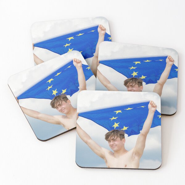 Item preview, A shirtless young man holding the European Union flag designed and sold by Ben Gingell.