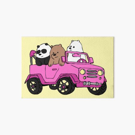 Baby Panda, Baby Grizzly, and Baby Ice Bear in Pink Toy Car - We Bare  Bears Art Board Print for Sale by RoserinArt