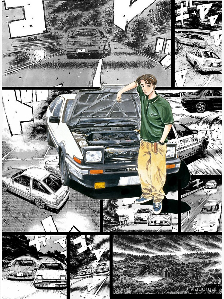 Initial D Manga Panel AE86 VS RX7 Art Board Print for Sale by