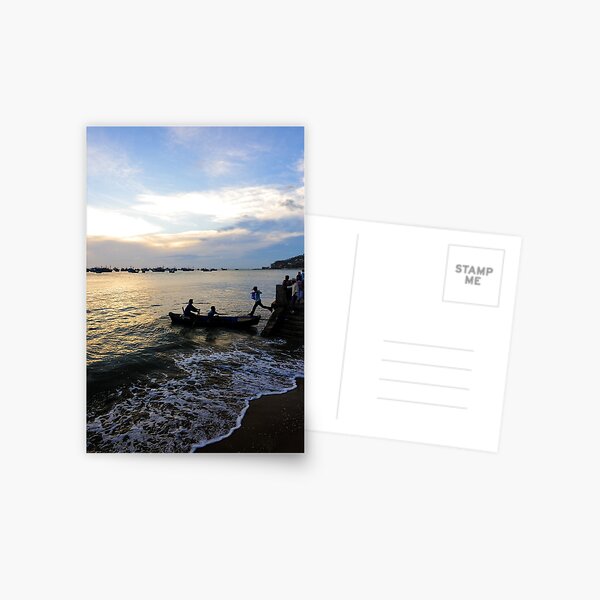 Man leaps across water to boat. Hang Dua Bay, Vung Tau, Vietnam Postcard