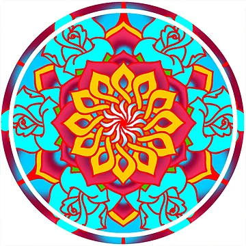 Imagen de la obra Neon Blue Rose Mandala de ColorTime