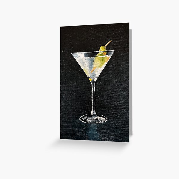 Vista previa del artículo con la obra «Martini con aceitunas», diseñado y vendido por freshpressed.