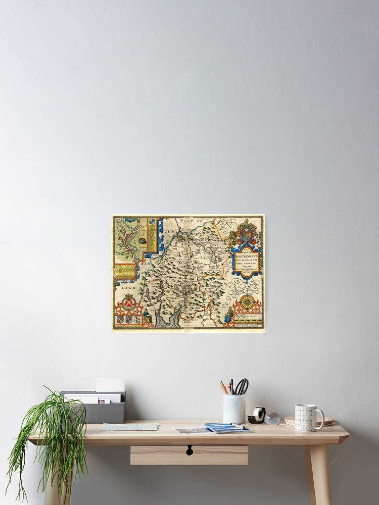 Lake District Landscape Collection John Speed Westmorland 1610 Poster By Wizardsworld Redbubble