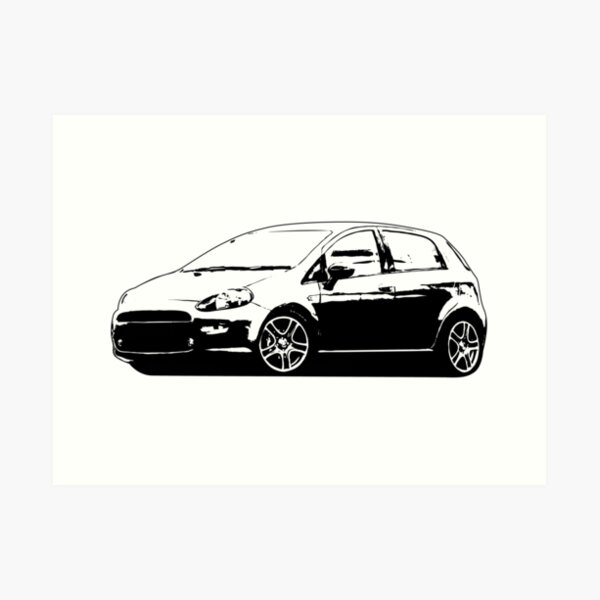 Fiat Grande Punto Abarth Caricature Car Art Print