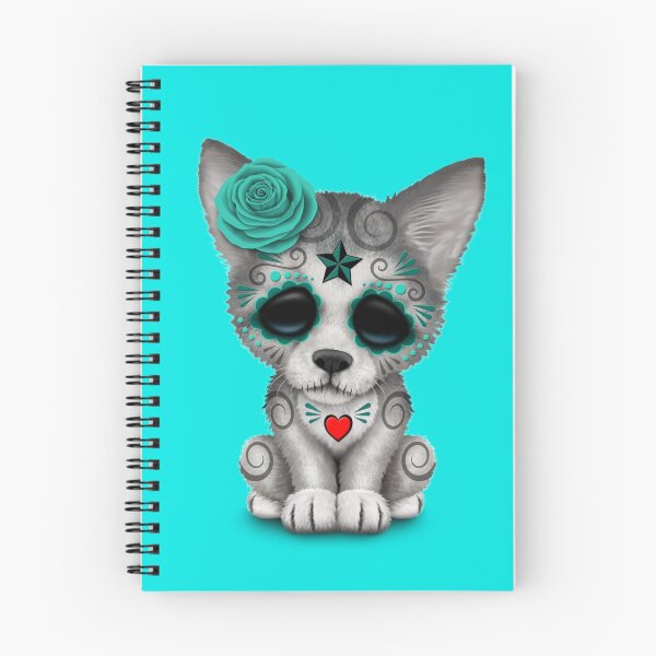 Item preview, Blue Day of the Dead Sugar Skull Wolf Cub designed and sold by JeffBartels.