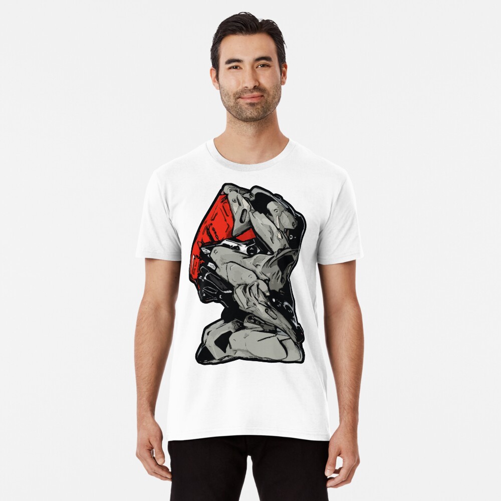 MECHANIZAM V Clean Red - Shirt (Cyberpunk Mech Robot Android 3D-Render Digital Art) Premium T-Shirt