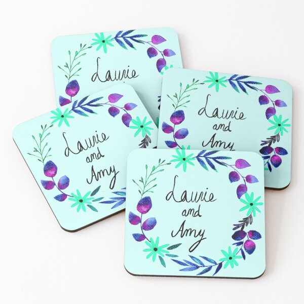 Item preview, Little Women Amy and Laurie Flower Wreath - Turquoise Palette designed and sold by Niina  Niskanen.