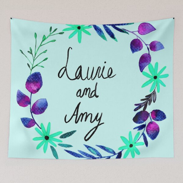 Item preview, Little Women Amy and Laurie Flower Wreath - Turquoise Palette designed and sold by Niina  Niskanen.