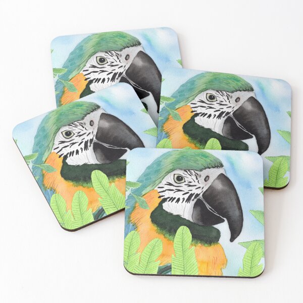 Item preview, Parrot with tropical leaves designed and sold by Sandra Connelly.
