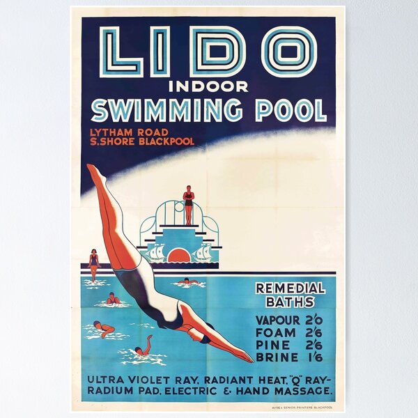 Item preview, Vintage poster - Lido indoor swimming pool designed and sold by DejaVuStudio.