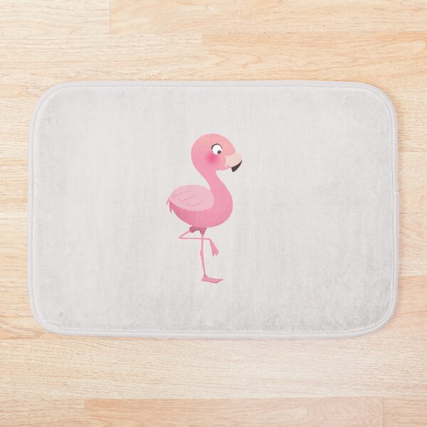 Baby flamingo cute hot pink nursery illustration Bath Mat
