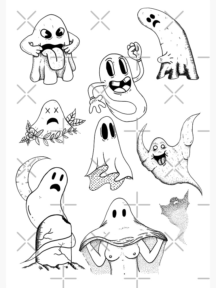 "Ghost Tattoo Flash Sheet" Poster for Sale by SandyFloss Redbubble