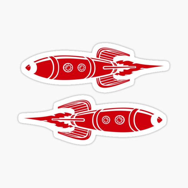 Retro Roadster Rocket, straight exhaust, left and right Sticker