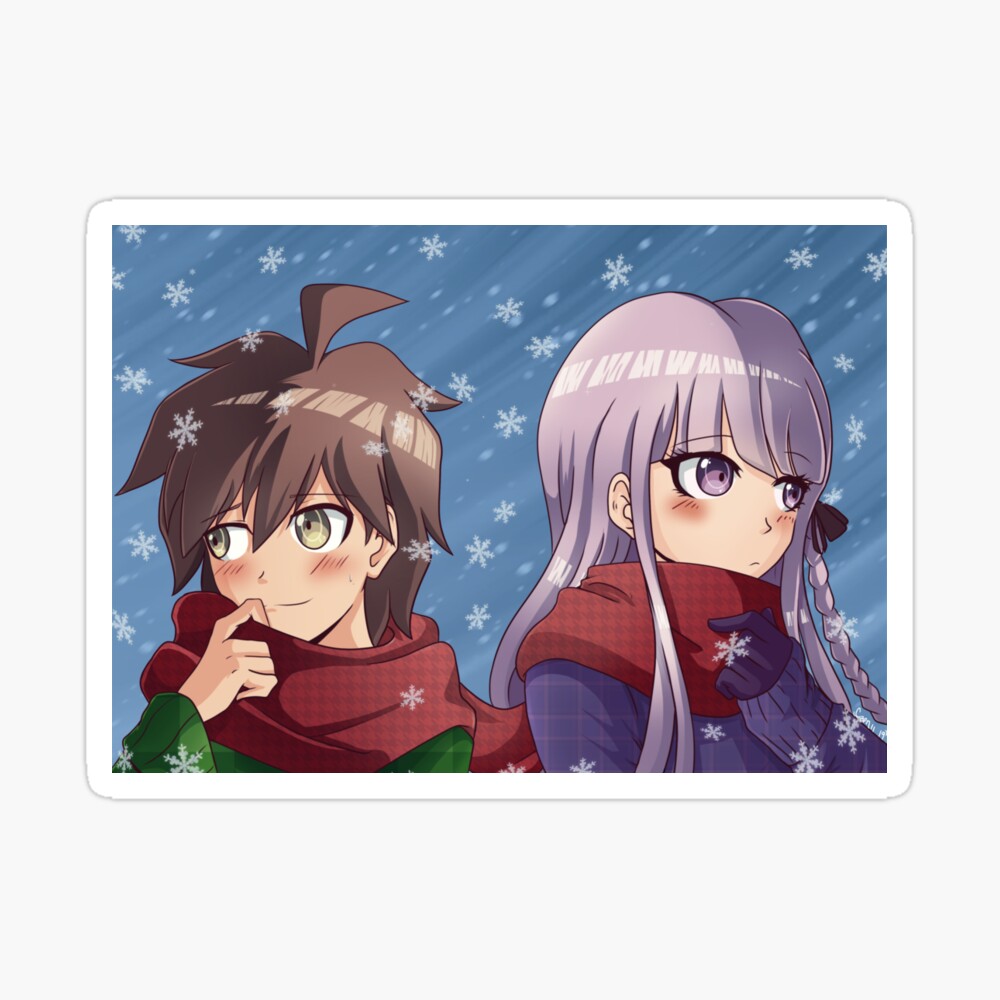 danganronpa naegi and kirigiri in winter art board print by capndirosso redbubble