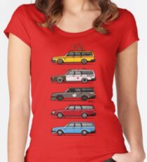 Stack of Volvo 200 Series 245 Wagons Women's Fitted Scoop T-Shirt