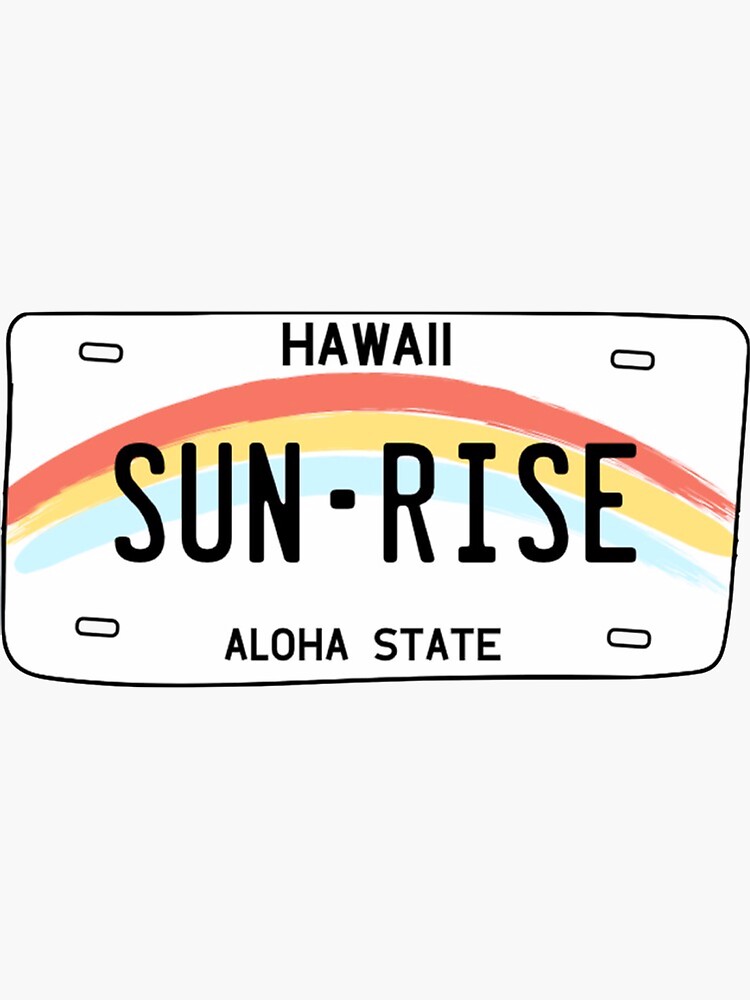 “Hawaii Sunrise Licence Plate” Sticker by miamanza | Redbubble