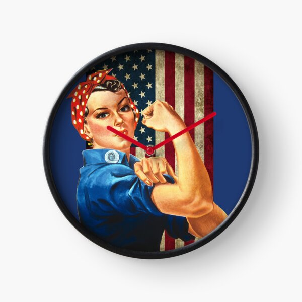 Rosie the Riveter American Flag Clock