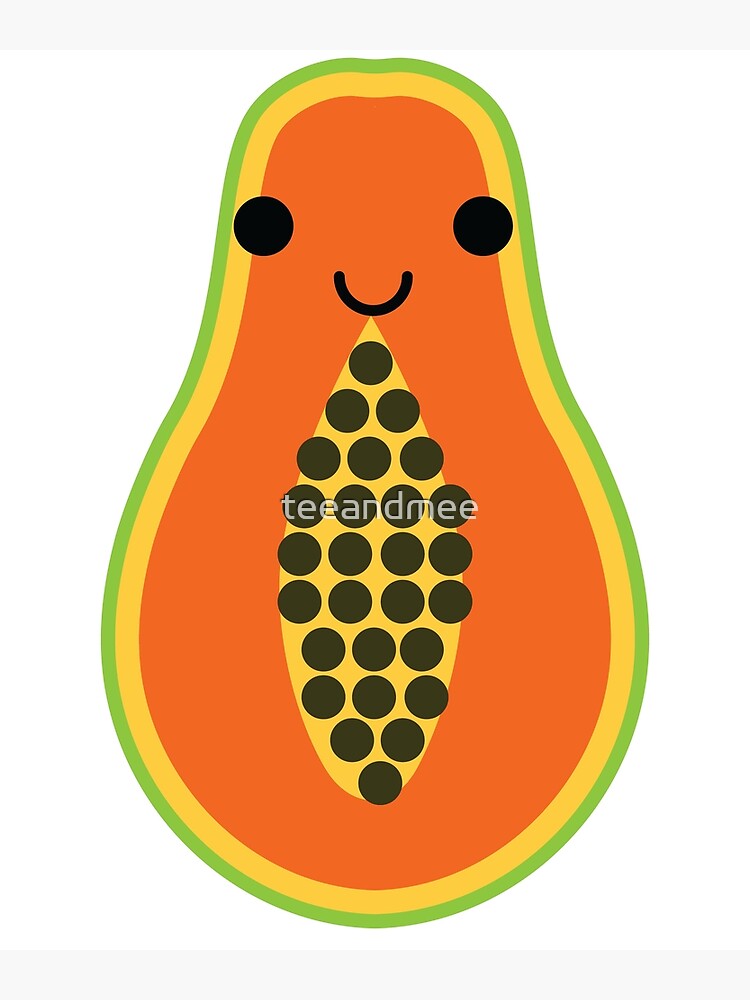 "Papaya Emoji Happy Smiling Face" Metal Print by teeandmee Redbubble
