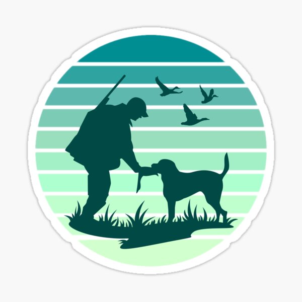Hunter Hunt Dog Birds Retriever Vintage Retro Sunset Sticker