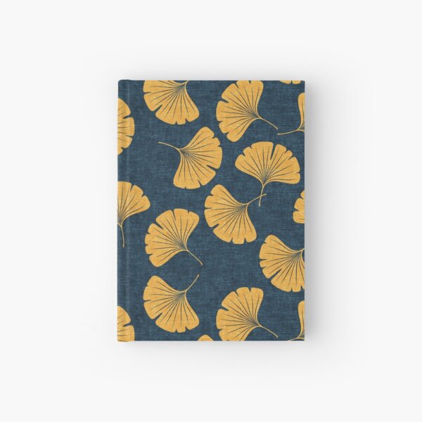 Ginkgo biloba -  gingko leaves  - blue Hardcover Journal