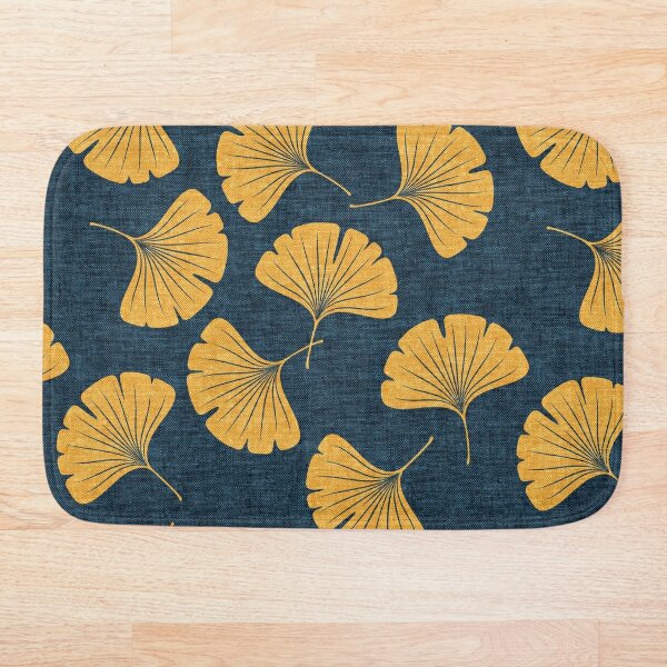 Mustard Yellow Ginkgo Leaf Quilted Floor Mat