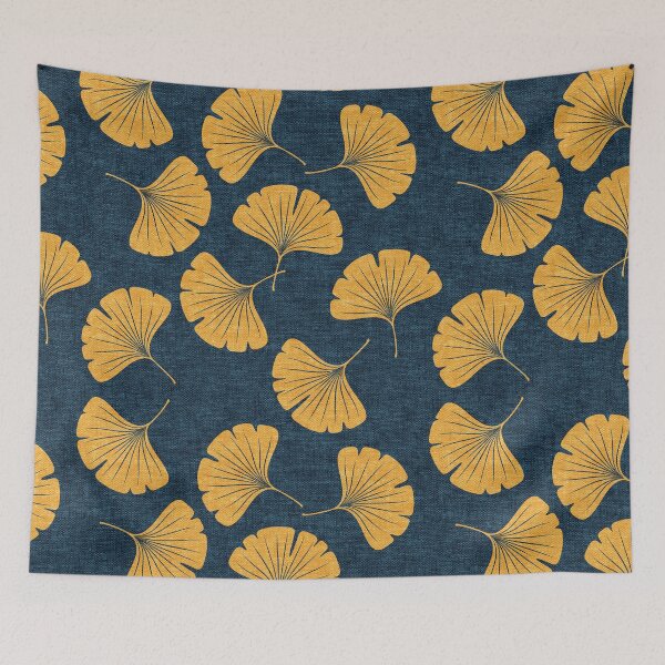 Item preview, Ginkgo biloba -  gingko leaves  - blue designed and sold by littlearrow.