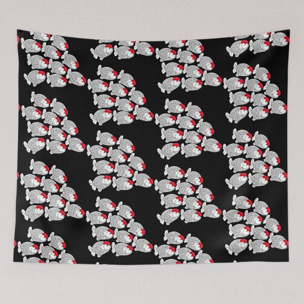 Item preview, Gorra roja Tancho Ranchu Goldfish en grupo en fondo negro designed and sold by Nosnah.