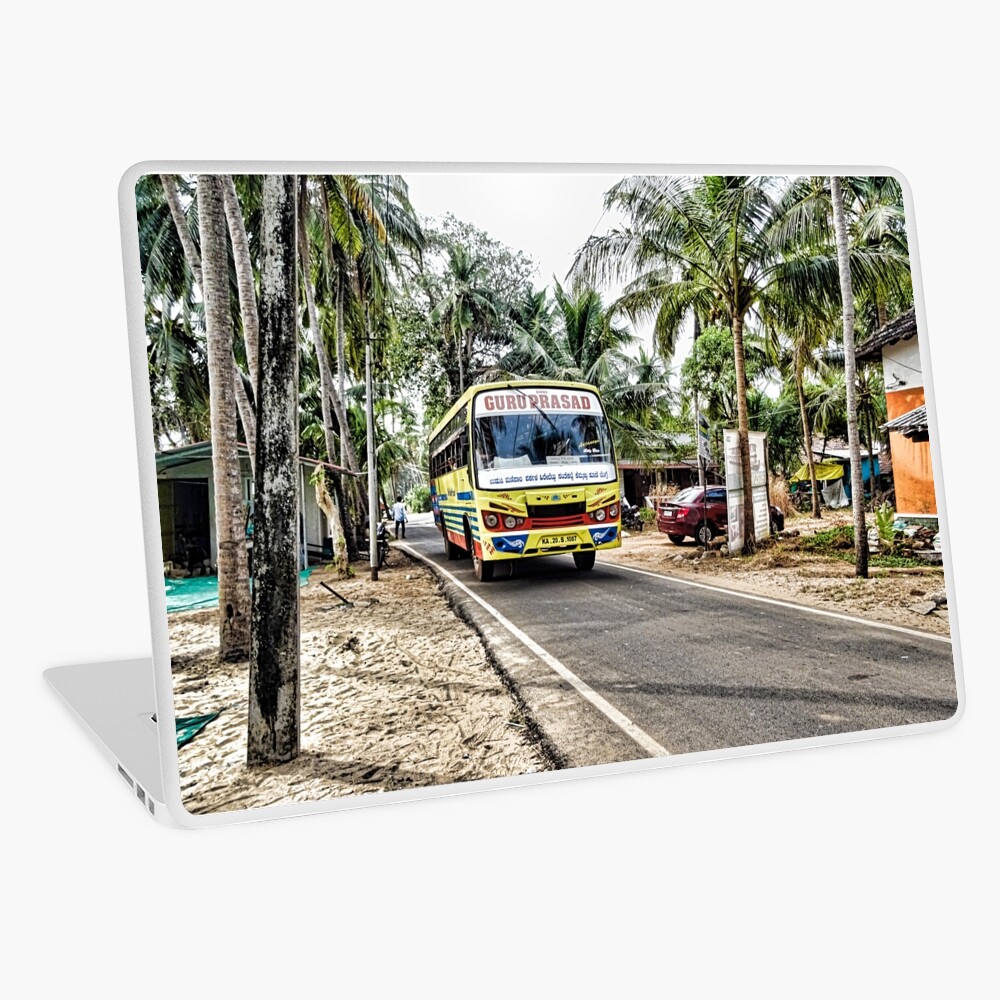 Colourful bus in rural Indian village in Coastal India Laptop Skin