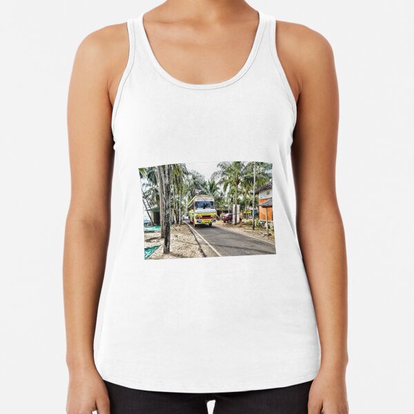 Colourful bus in rural Indian village in Coastal India Racerback Tank Top