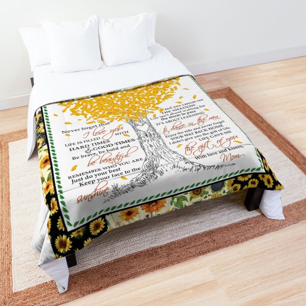 Daughter From Mom Blankets Life Gave Me The Gift Of You Sunflower Themed Family Quote Comforter