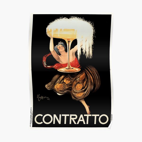 CONTRATTO SPARKLING WINE 1922 Italy Alcohol Advertisement by Leonetto Cappiello Poster